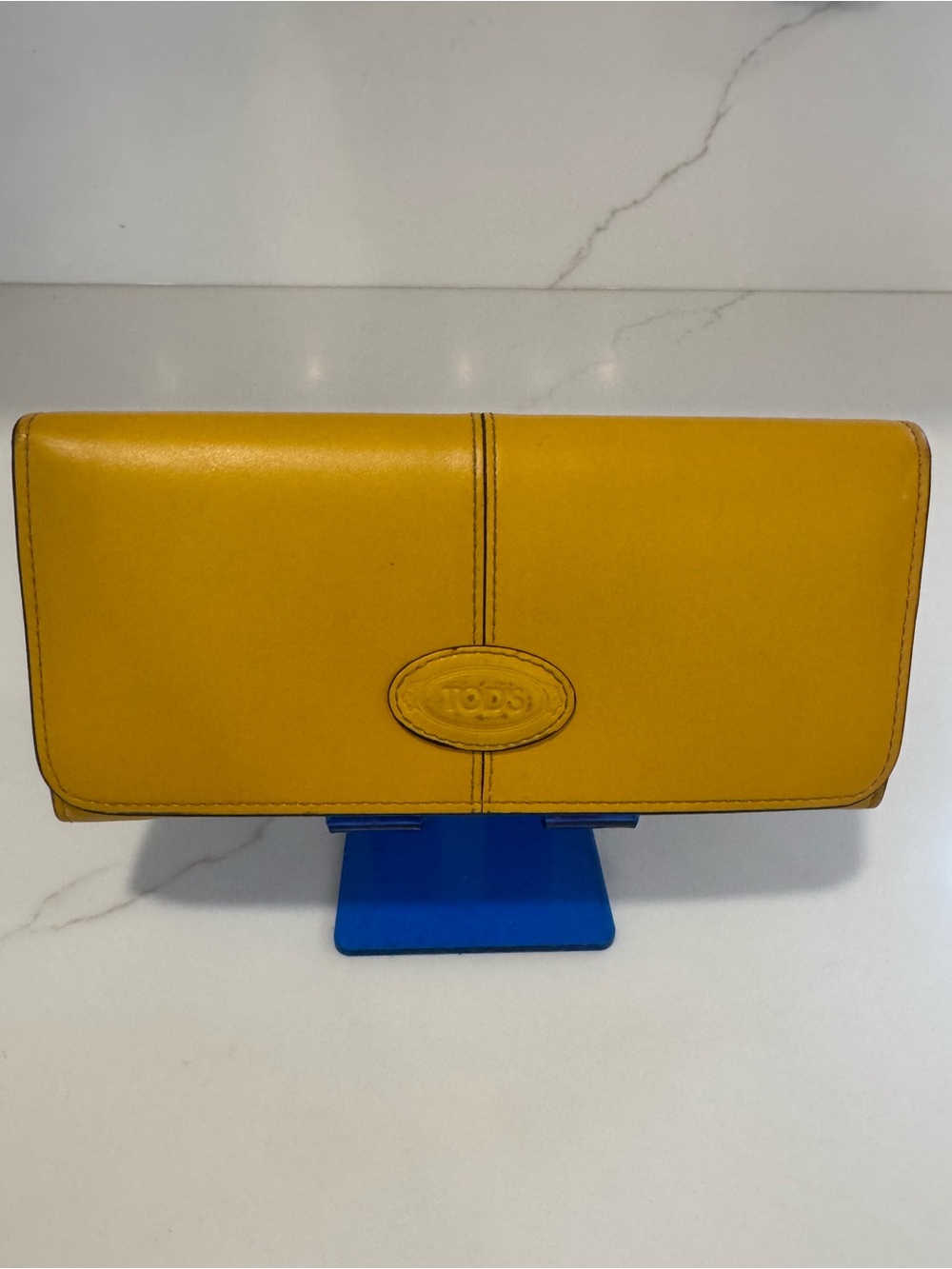 Authentic Tod's Yellow Continental Flap Wallet Clutch Italy